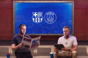 教练对决！巴萨发布战巴黎海报：弗里克对决恩里克