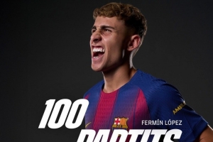 26球15助！费尔明达成巴萨生涯百场里程碑，俱乐部晒海报祝贺