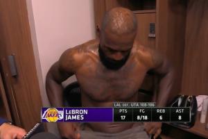 詹姆斯采访仅用毛巾遮住重要部位！网友炸锅：让他穿个内裤吧