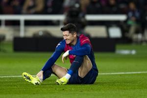 莱万连续6场欧冠未破门为生涯最多，近10场欧冠只有一场进球