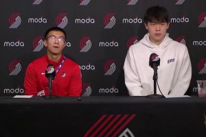 百万博主珠珠姐在开拓者现场支持杨瀚森，组织球迷一起喊口号！