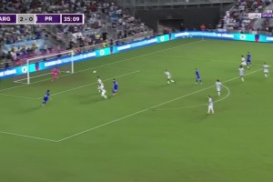 上帝视角！梅西一脚挑传禁区助攻蒙铁尔破门，生涯第397助