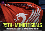 本赛季英超球队第75分钟后进球榜：布莱顿居首，利物浦第二